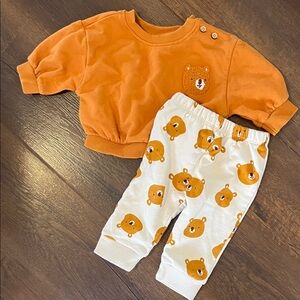 Matching Bear Print Baby Set